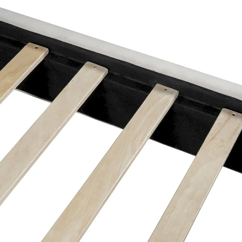 Lit plateforme rembourré pleine grandeur, Tissu velours, Tête et pied de lit, Style moderne, Beige / Gris, 1 personne